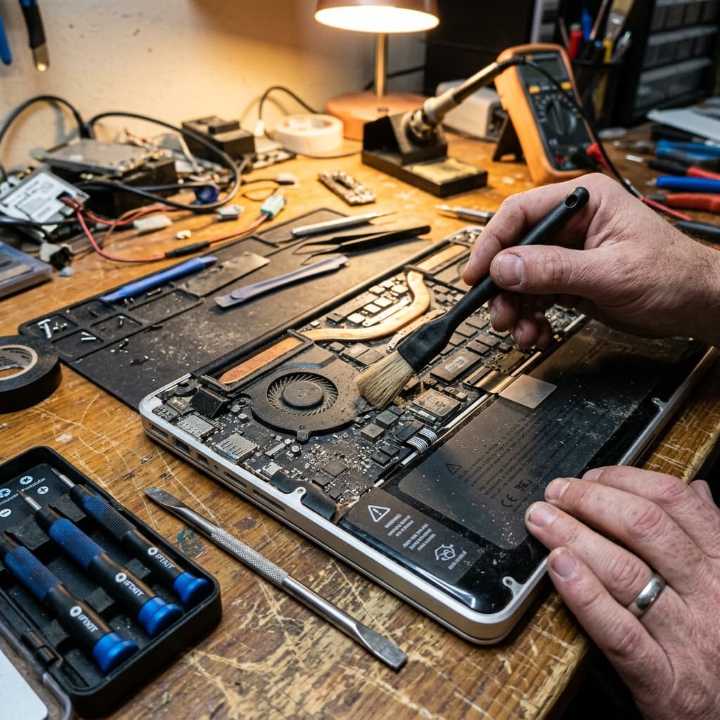MacBook Pro после залития кофе